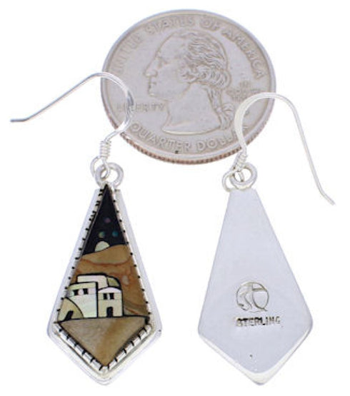 Native American Pueblo Village Design Multicolor Earrings FX31333